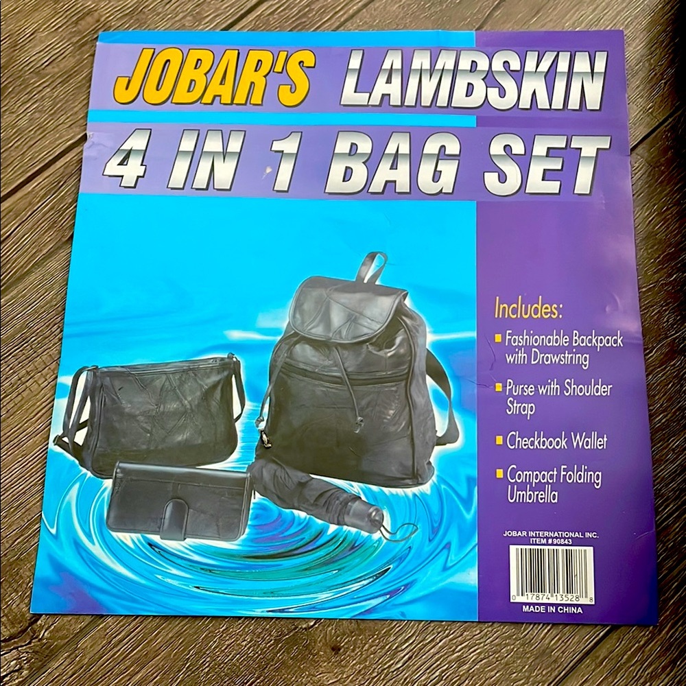 Black Lambskin Backpack Set with Versatile Design NIB